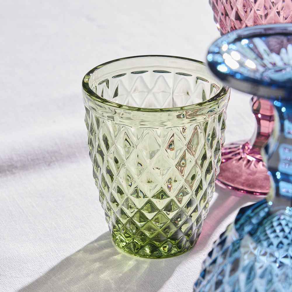 Tognana Porcellane Tognana Trinkgläser Diamond – 3er Set, 260 ml, Ø 8 cm, Glas, Grün, spülmaschinenfest