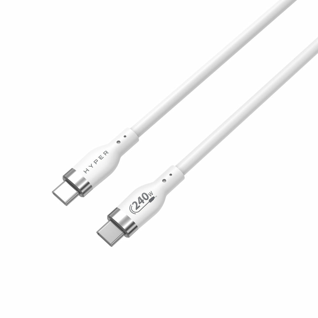 HYPER USB-C auf USB-C Kabel – USB 2.0 (480 Mbit/s) – 1 m – PD 240 W – Silikon – Weiss