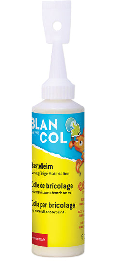 BLANCOL Bastelkleber – 50 g – weiss – trocknet transparent, auswaschbar – zum Basteln
