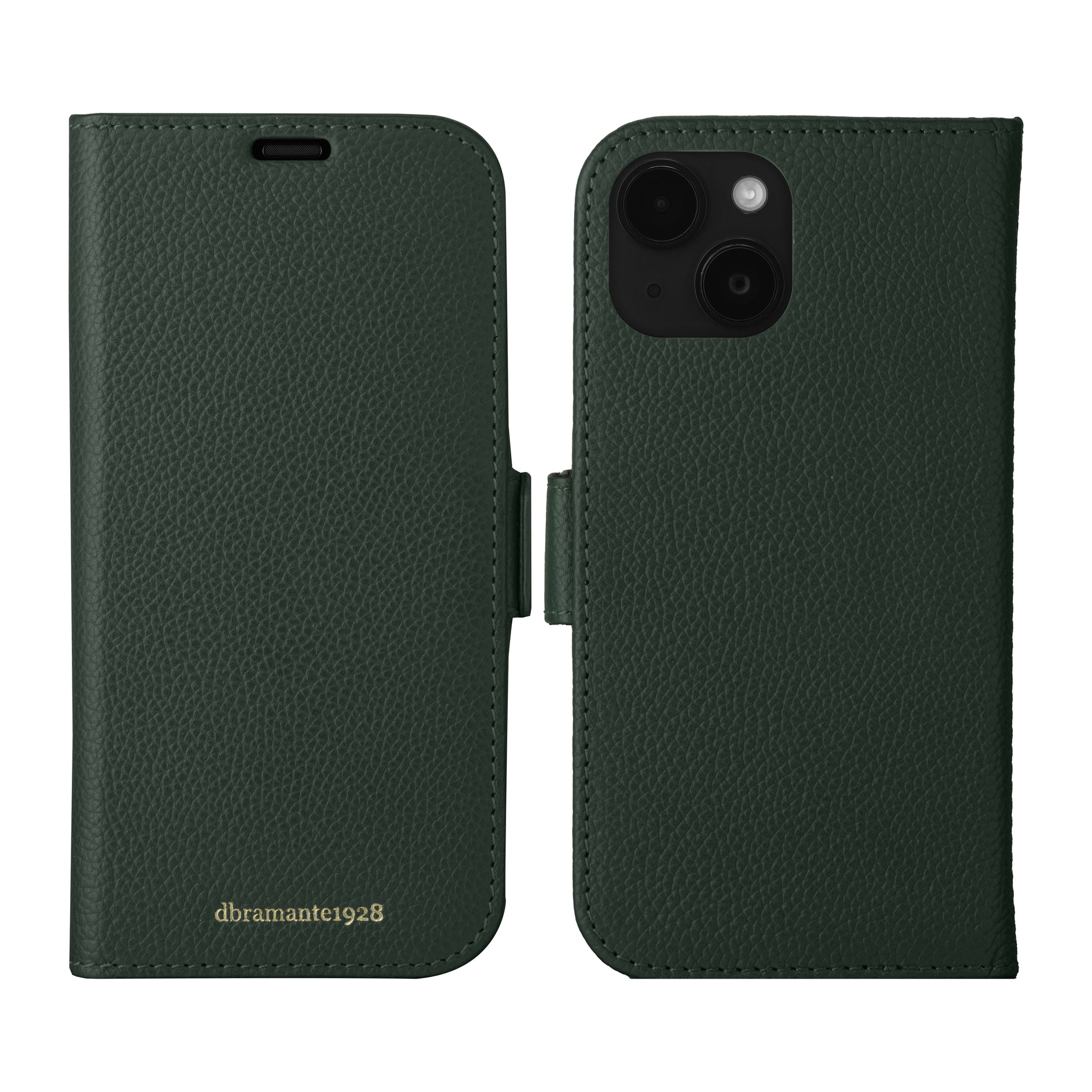 dbramante1928 New York Wallethülle – für Apple iPhone 15 Plus, 3 Kartenfächer, Leder, Grün, Magnetverschluss