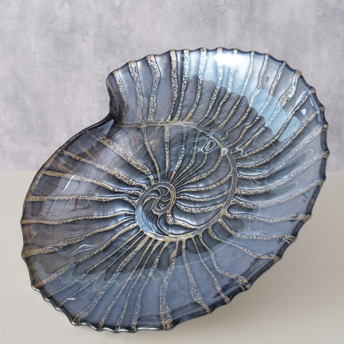 Boltze Schale Zula – 23,5 × 25,0 × 4,0 cm, Glas, Dunkelblau