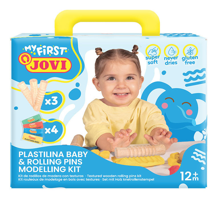 Jovi My First Baby Knete Etui – Knete-/Modelliermasse-Set – 4 × 38 g – 7-teilig – ab 1 Jahr