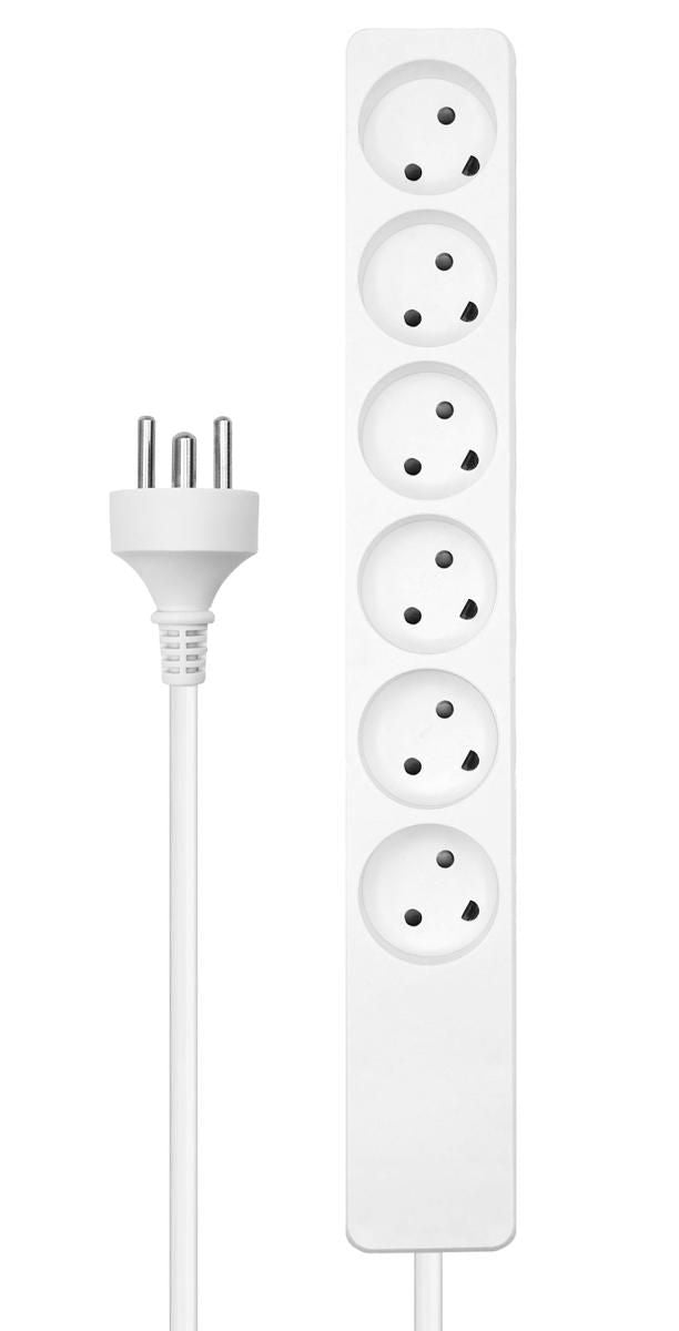 Microconnect Steckdosenleiste – 6× Typ K, 7 m, ohne Schalter, Weiss