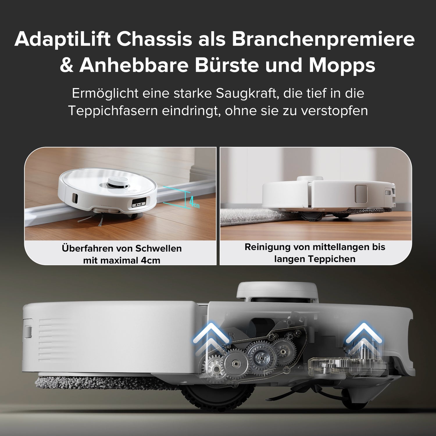 Roborock Saugroboter Qrevo Curv 5A1 – Max. Laufzeit 190 min, 2,7 l, Akkubetrieb, 34,7 × 35,2 × 10,3 cm