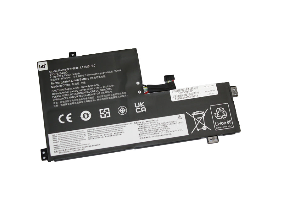 BTI Notebook-Akku – für Lenovo – 42 Wh, 11,25 V (3 Zellen) – Schwarz