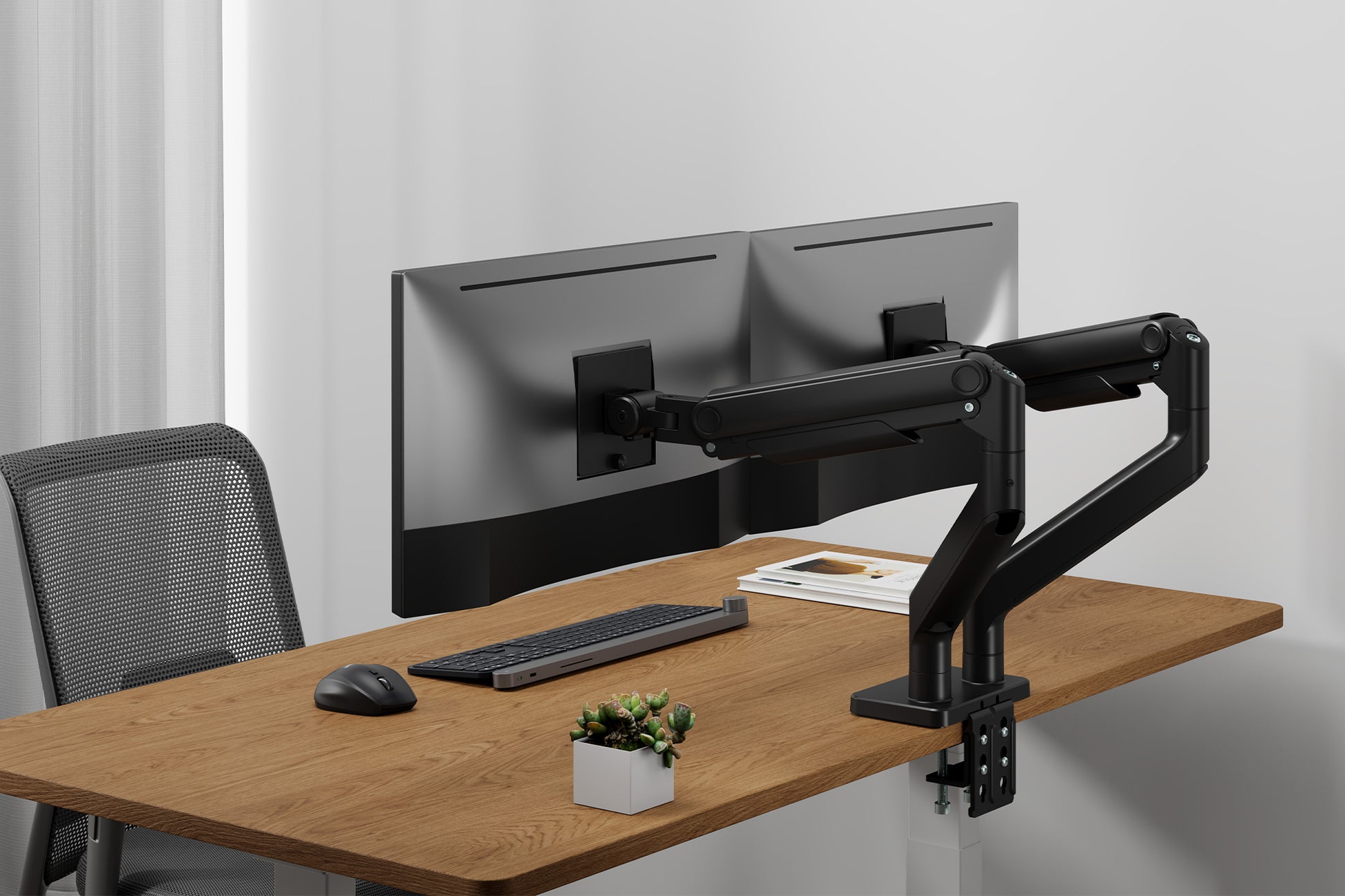Digitus Monitorarm Tischhalterung – Klemme/Durchführung – 2 Monitore – bis 45" – VESA 75×75/100×100 mm
