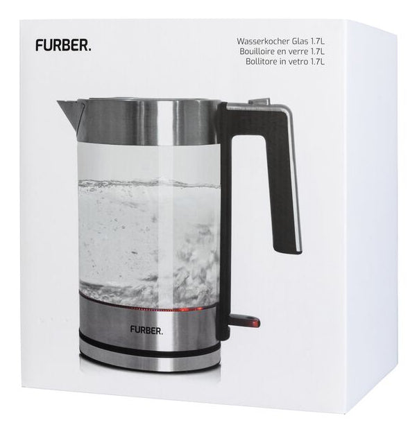 Furber. Furber Vetro Wasserkocher – 1,7 l, Glas/Edelstahl, F01828