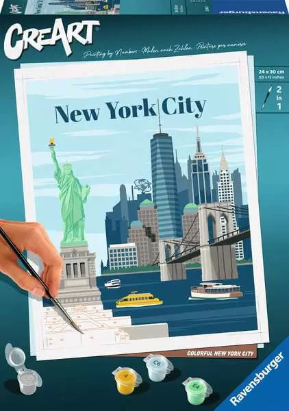 Ravensburger CreArt – Malen-nach-Zahlen-Set – Buntes New York – 30 × 24 cm – ab 12 Jahren