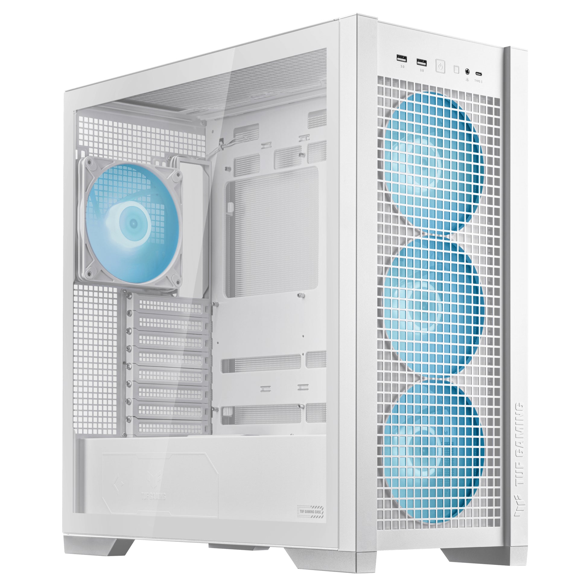 ASUS TUF Gaming GT302 ARGB – PC-Gehäuse – Weiss, EATX/ATX/mATX/Mini-ITX, 3×140 mm Front, Seitenfenster