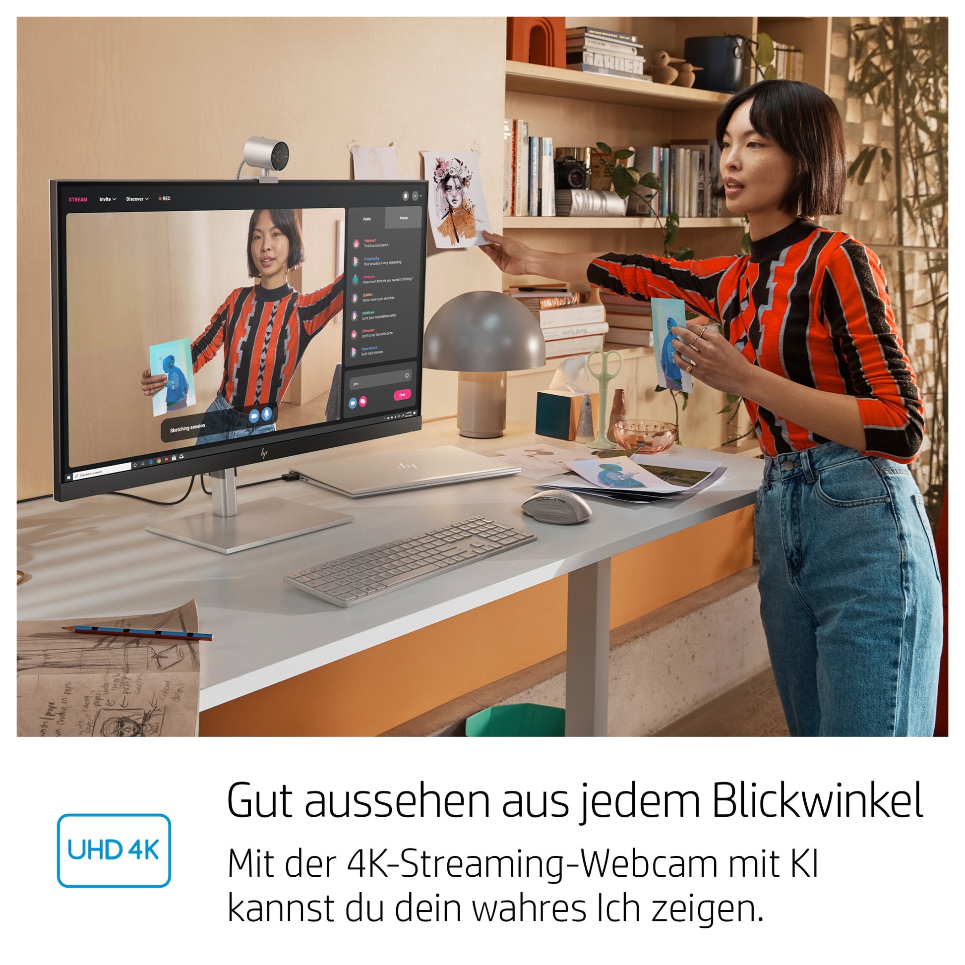 HP 950 – Webcam – 4K, bis 30 fps, USB 3.0, Autofokus, Schwarz