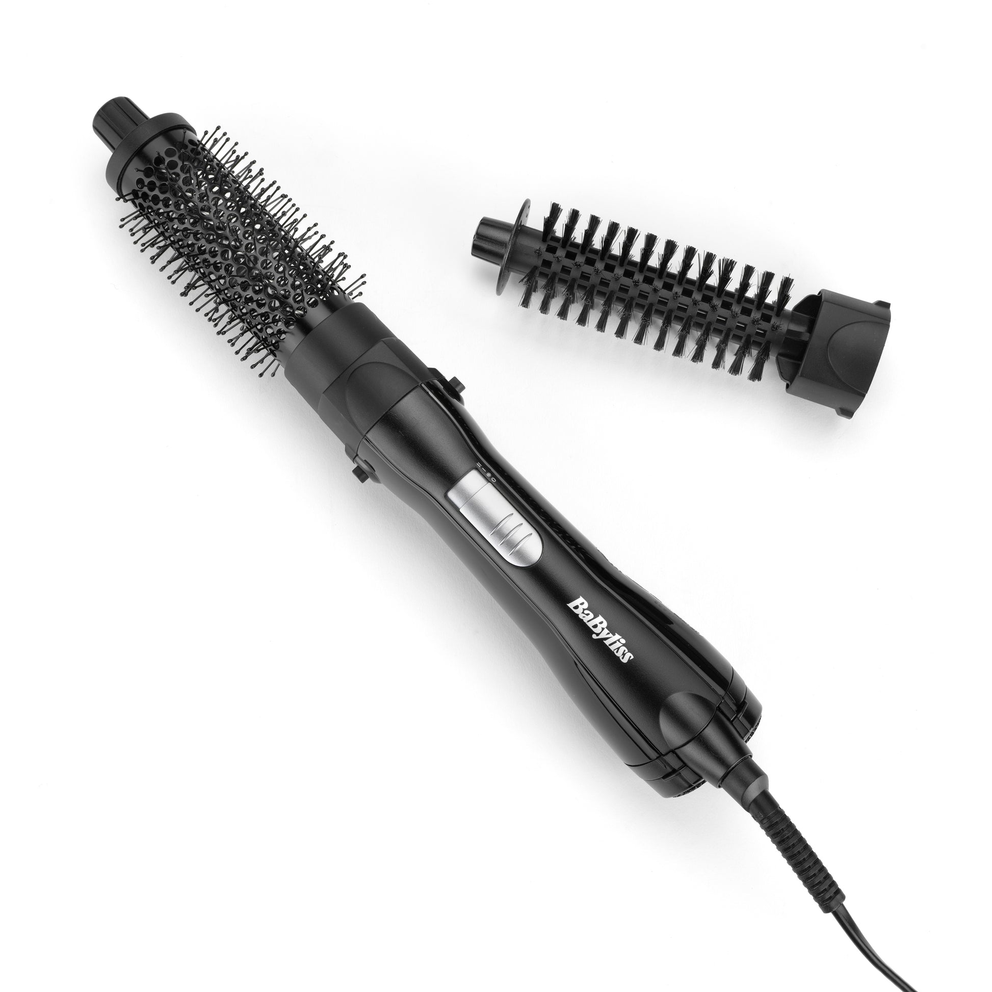 BaByliss Shape & Smooth Glättbürste AS82E – schwarz – Keramikbeschichtung, 800 W, 2 Aufsätze
