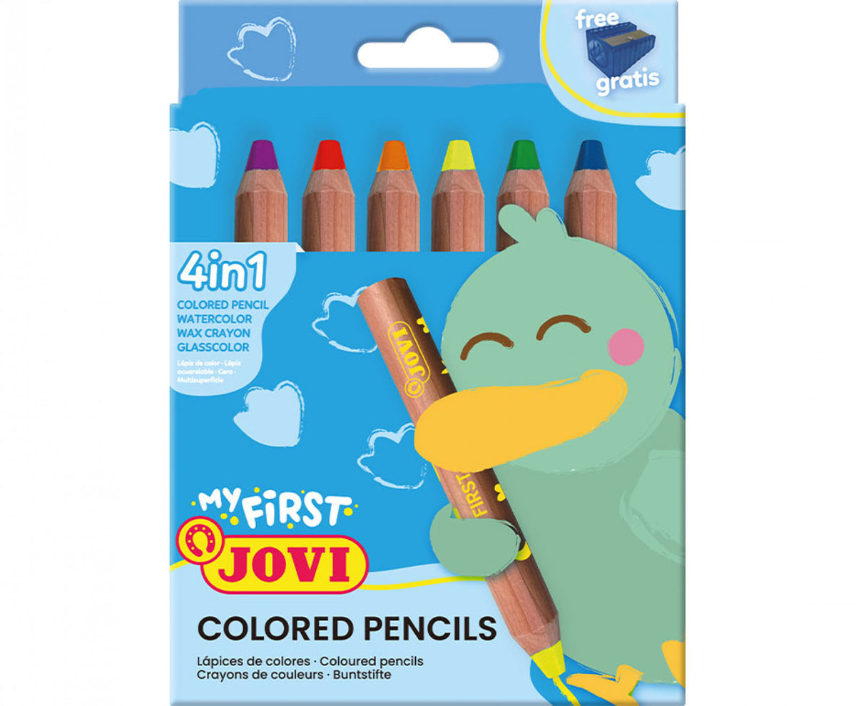 Jovi My First Colored Pencil 6er Set – 6 Farben, Etui, mit Spitzer
