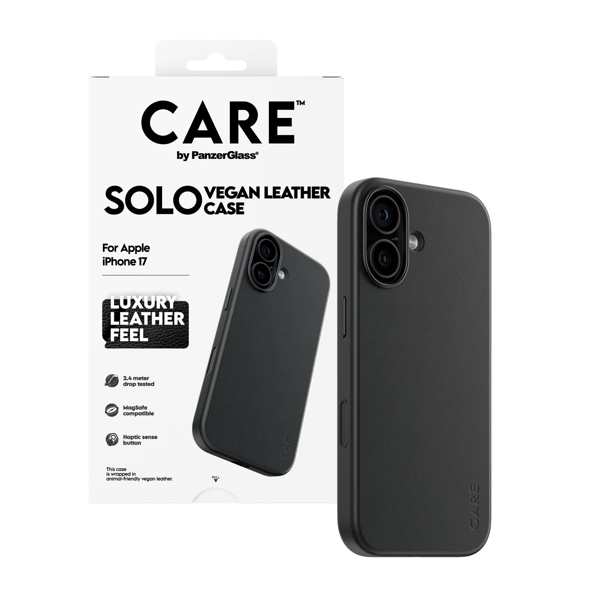 PanzerGlass CARE Solo Backcover – für Apple iPhone 17, PC (100% recycelt), Schwarz