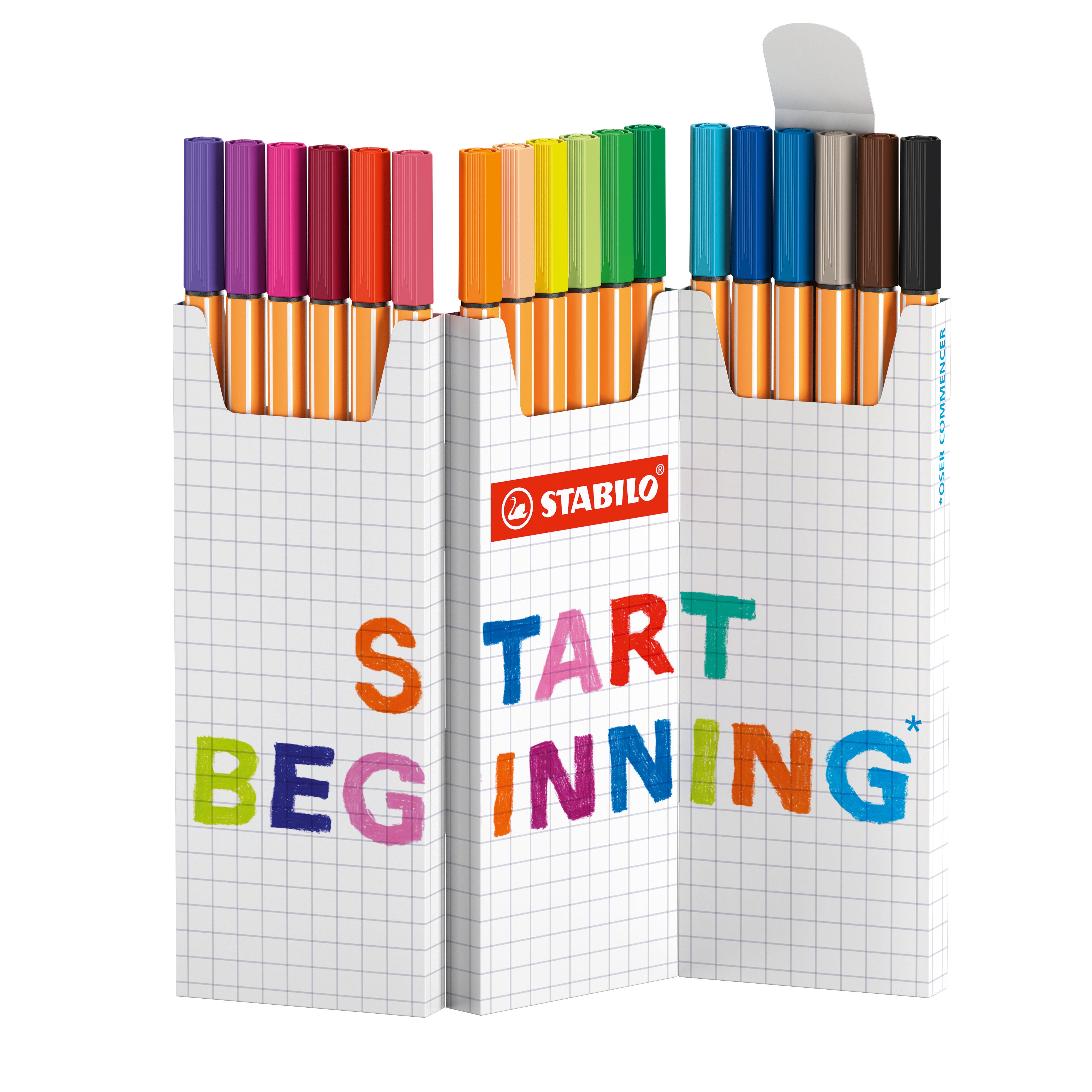 STABILO point 88 Fineliner Zick-Zack Etui – 18 Stk., 0,4 mm, sortiert