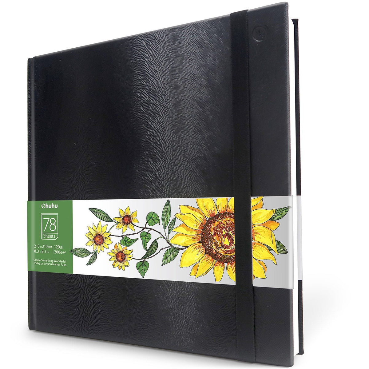 Ohuhu Malbuch – 21 × 21 cm – 200 g/m² – Hardcover – 78 Blatt – Weiss
