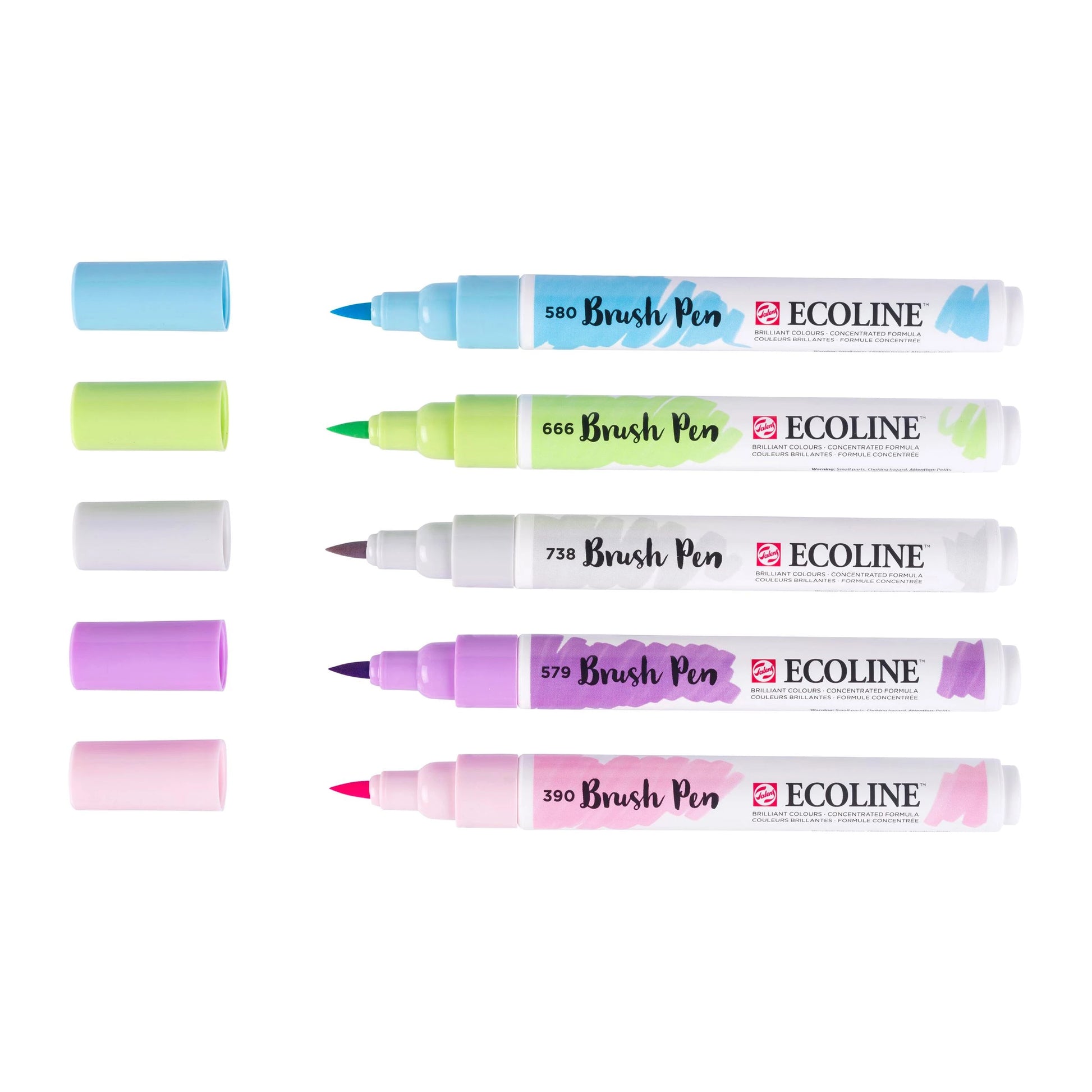 Talens Ecoline Brush Pen Pastell – Pinselspitze, wasservermalbar, 5 Farben
