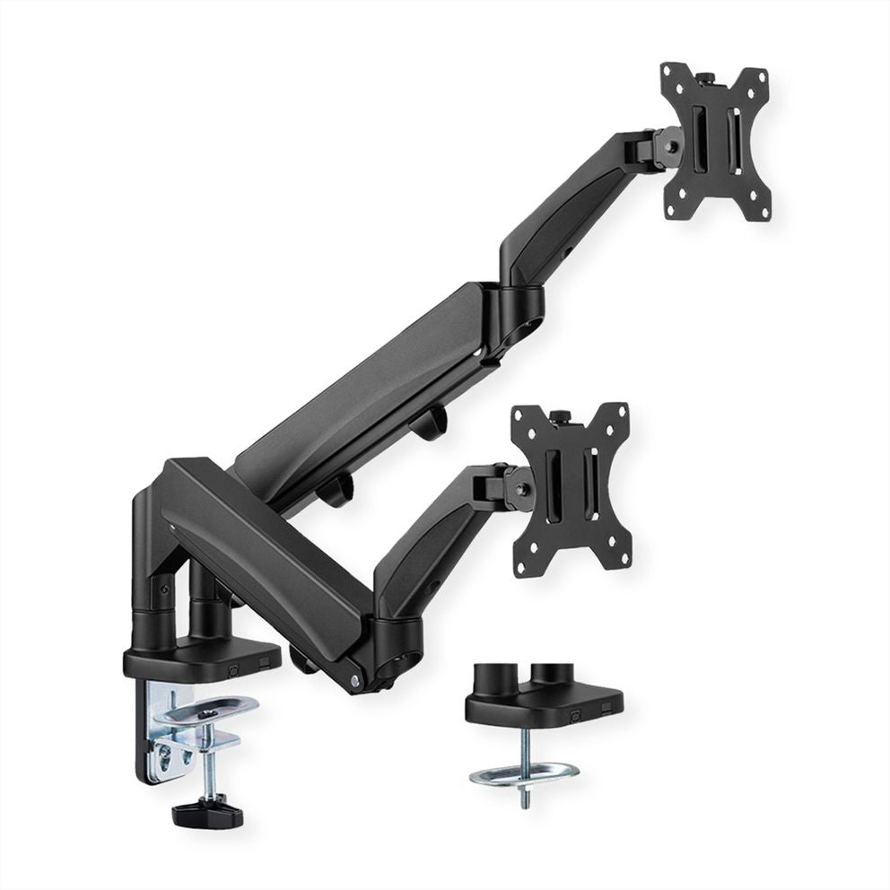 VALUE 17.99.1183 – Monitorarm Tischhalterung – 2 Monitore – 17–32" – VESA 75×75/100×100 mm – bis 18 kg/Monitor