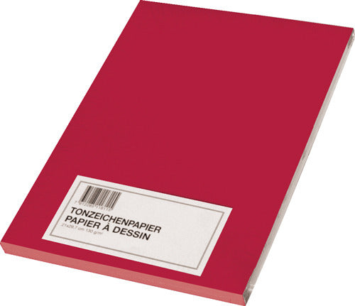 Papyrus Tonzeichenpapier – A4, 130 g/m², Karminrot, Matt, 100 Blatt