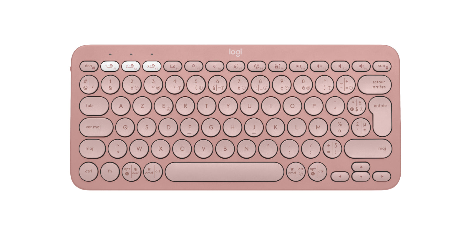 Logitech Pebble Keys 2 K380s – Tastatur, kabellos (Bluetooth), FR-Layout (FR), Multi-Device, Rosa