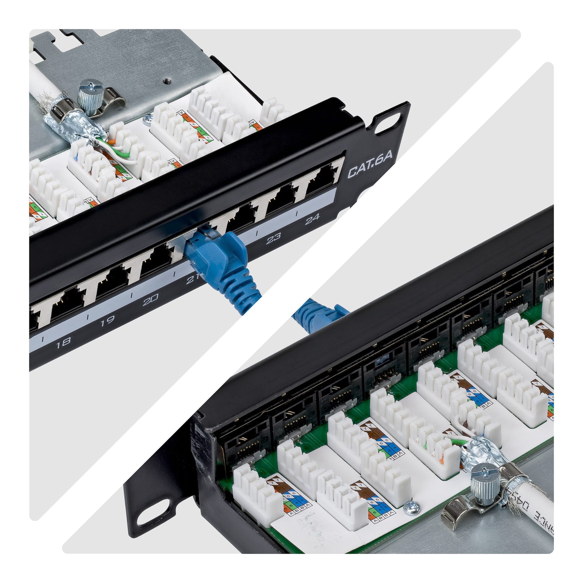 StarTech.com C6APANELSTP241UPD Patchpanel – 24× RJ-45, Cat6a, 1U, Schwarz