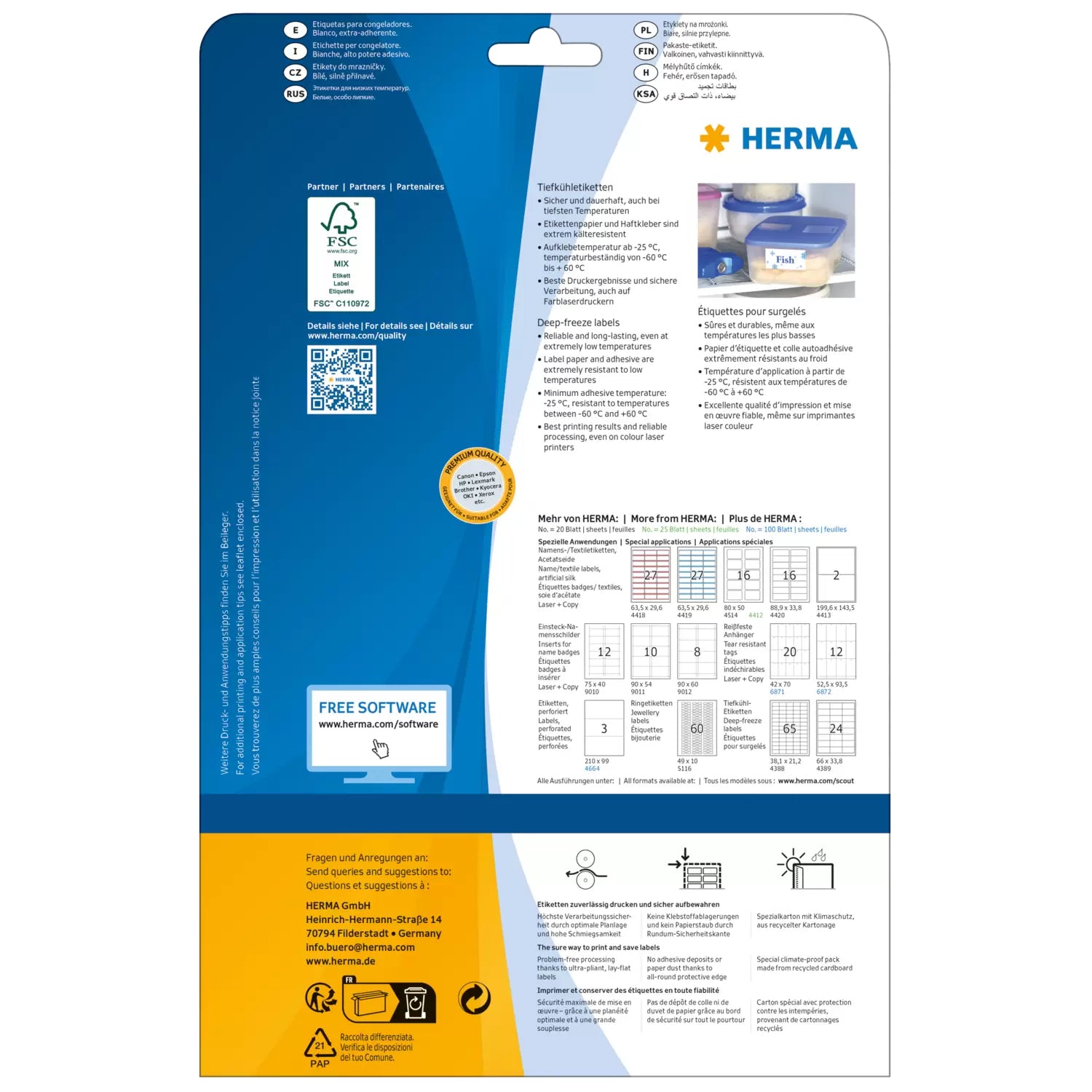 HERMA Druckeretiketten, 38 mm × 21 mm, weiss, Papier, permanent, 25 Blatt