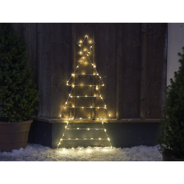 Star Trading Dekoleuchte Aussen – 90 cm – 0,5 W – Warmweiss – IP44 – Batteriebetrieb, Timer – Silber