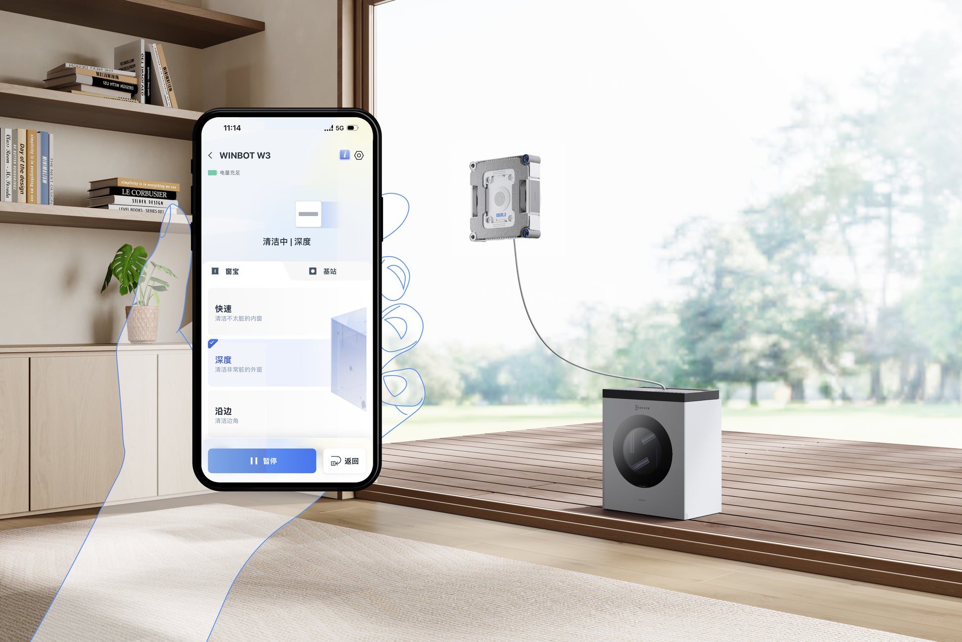 Ecovacs Reinigungsgerät WINBOT W3 OMNI – 110 min Betriebsdauer – Silber, Weiss – 27,0 × 27,0 × 7,6 cm