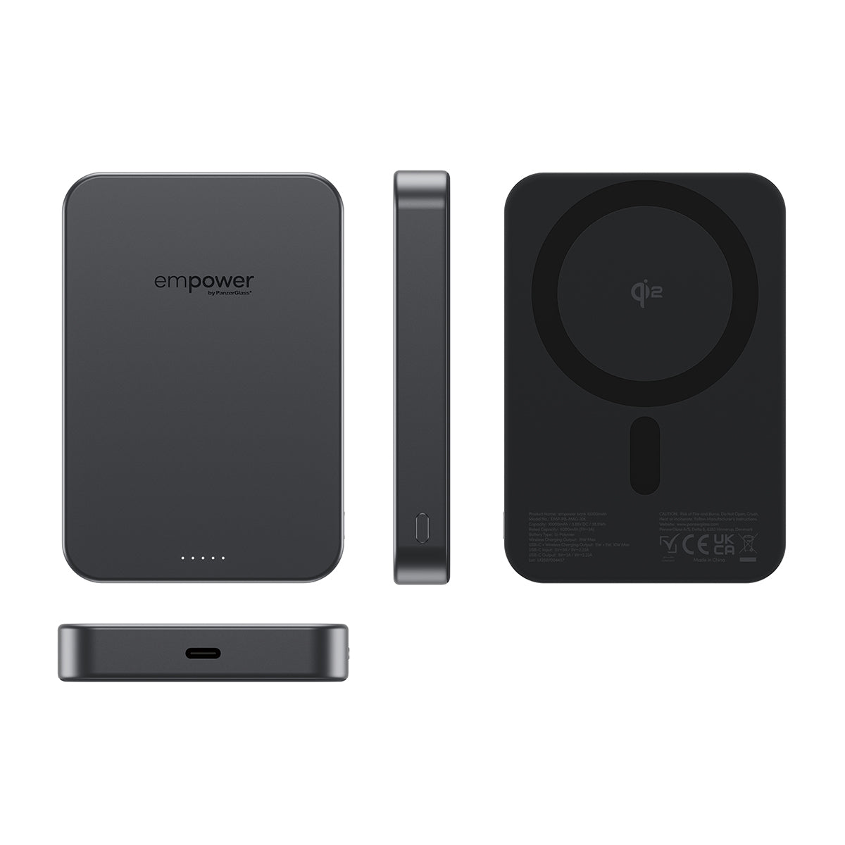 PanzerGlass MagSafe Powerbank 10000 mAh, PD 20 W, 1× USB-C, für iPhone (MagSafe), Schwarz