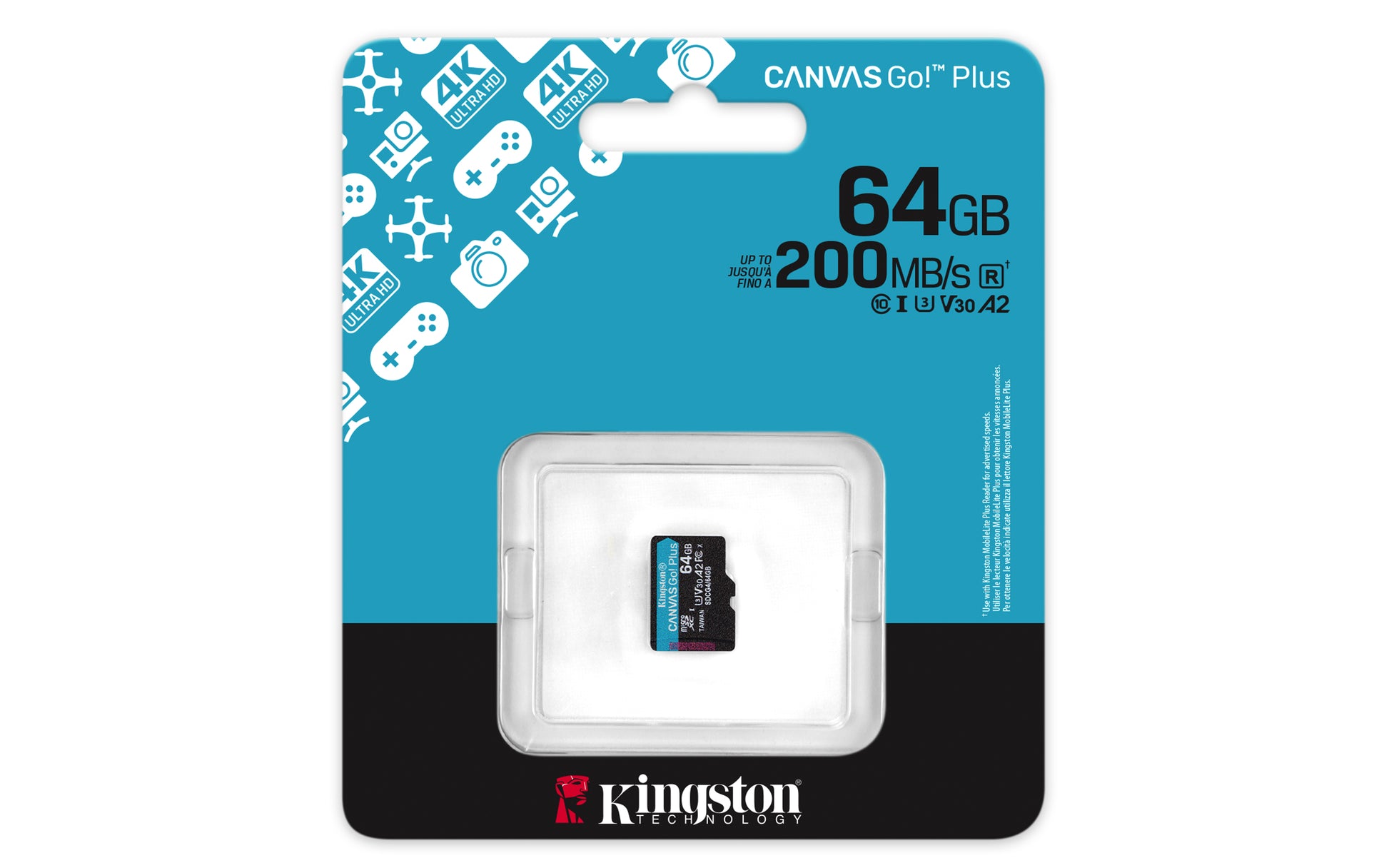 Kingston Technology Kingston Canvas Go Plus 200R Speichergerät – 64 GB, microSDXC, A2/U3 ohne Adapter