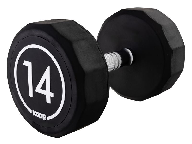 KOOR Kurzhantel – 14 kg – 17,5 × 17,5 × 29 cm – Gummi, schwarz