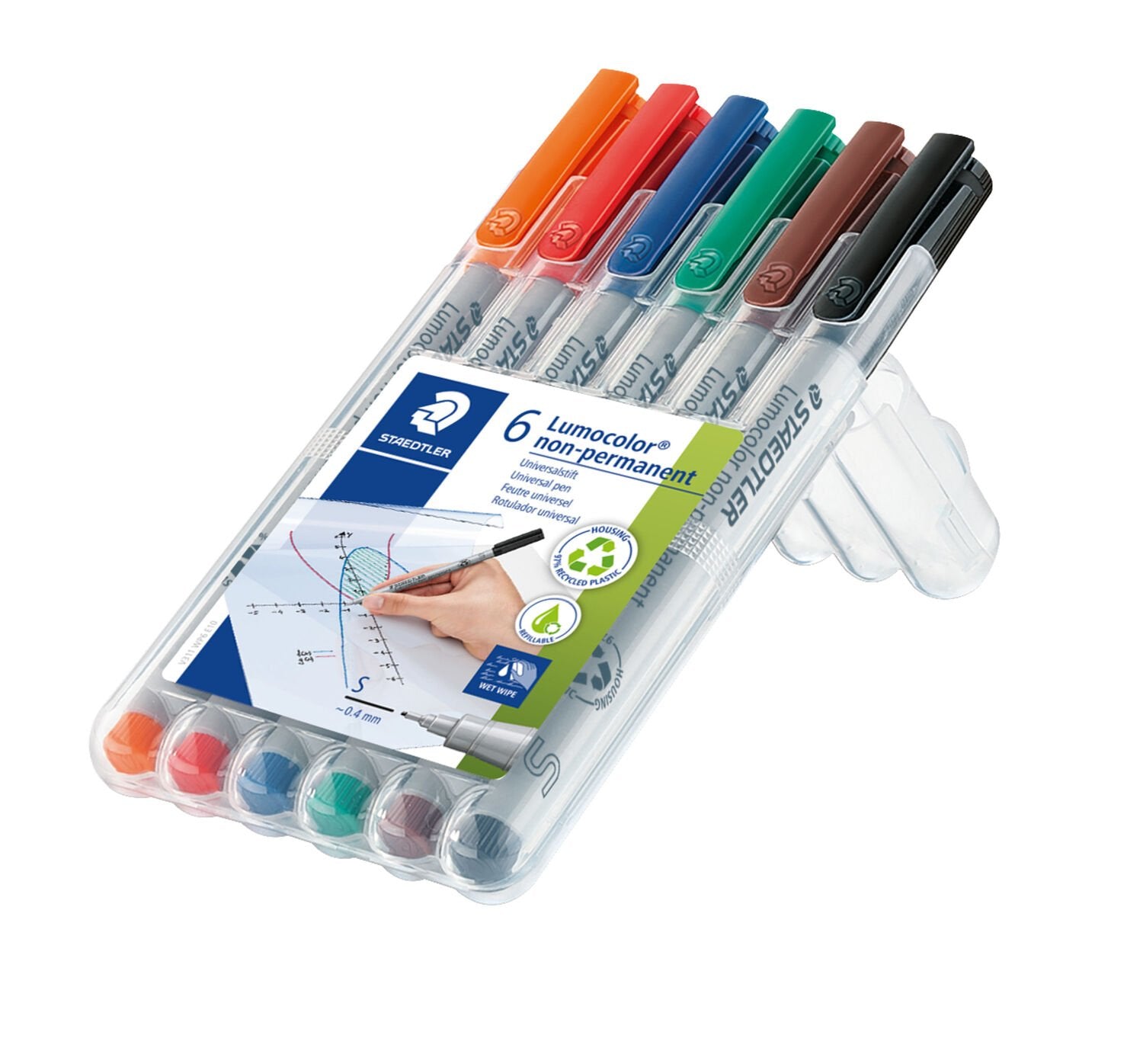 Staedtler Non-Permanent-Marker Lumocolor – superfein 0,4 mm – sortiert – 6er-Set – nachfüllbar