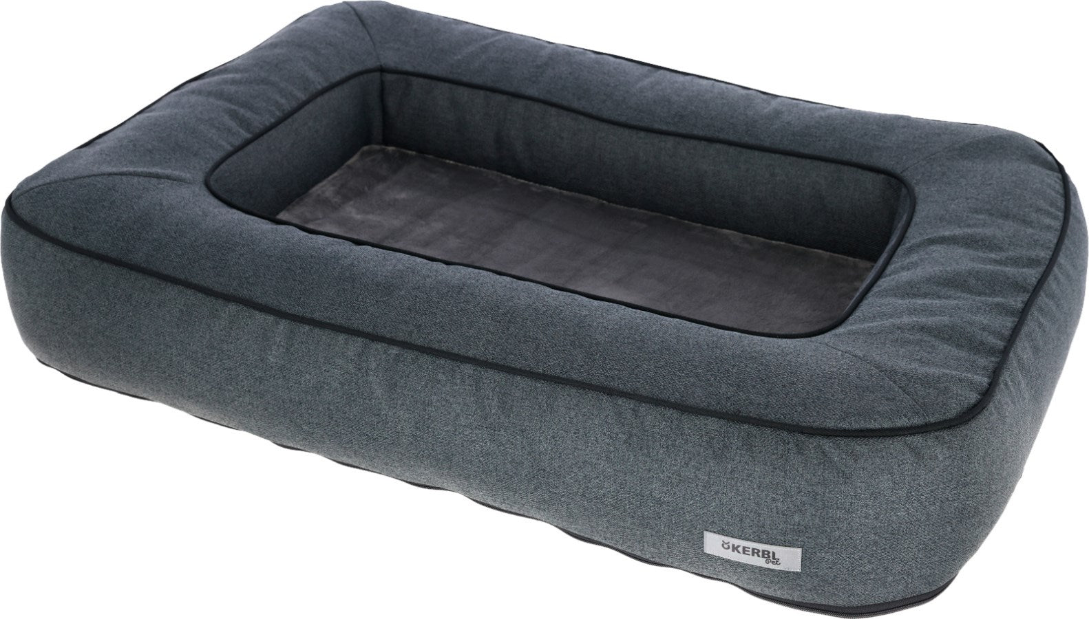 Kerbl Platin Ortho Hundebett – 80 × 117 × 18 cm, Schaumstoff, Polyesterbezug, abnehmbarer Bezug, Grau