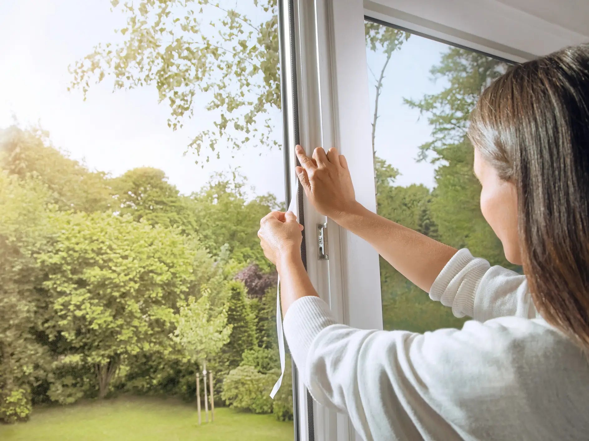 TESA Fenster-Fliegengitter – 120 × 240 cm – Anthrazit – Polyester – Klettband – Für Fenster