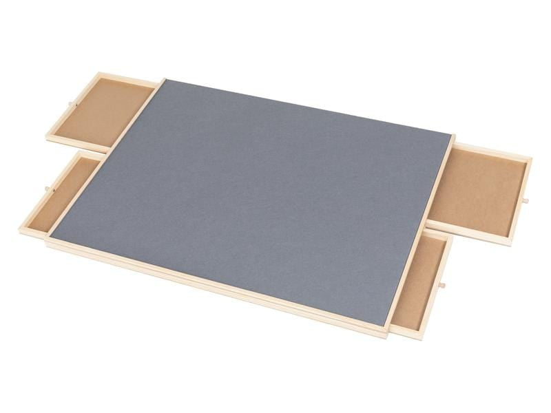 FTM F01138 – Höhenverstellbarer Tisch, grau/Holz, Holz/Fleece, Schublade