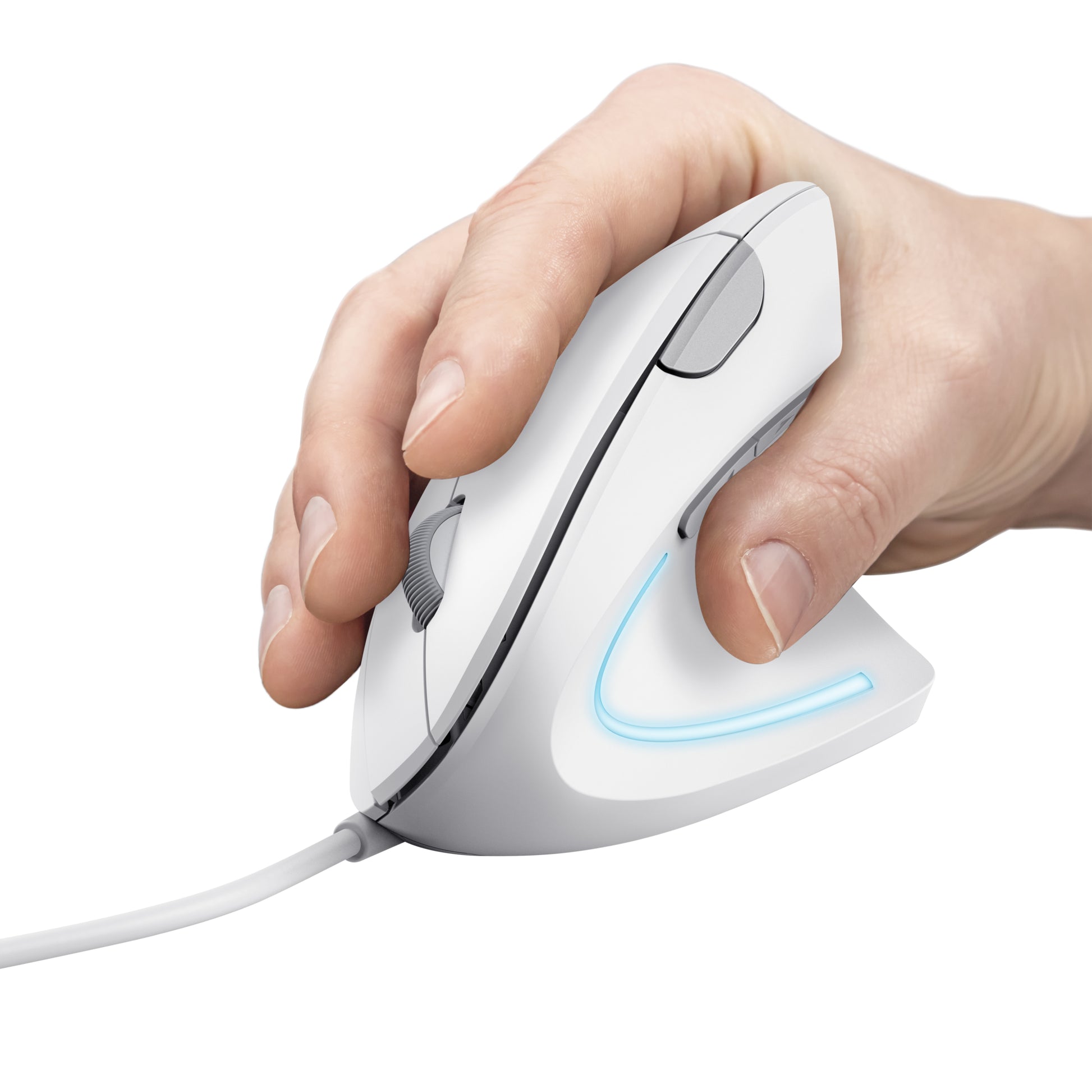 Trust Verto – Vertikale Maus – Kabelgebunden (USB‑A), Rechts, Weiss