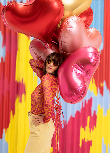 PartyDeco Folienballon Herz – rosa – 61 × 53 cm – 1 Stk