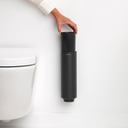 Brabantia MindSet – WC-Bürstenset – Stahl, Anthrazit, wandmontiert, mit abnehmbarem Behälter, H 42 cm, Ø 11 cm