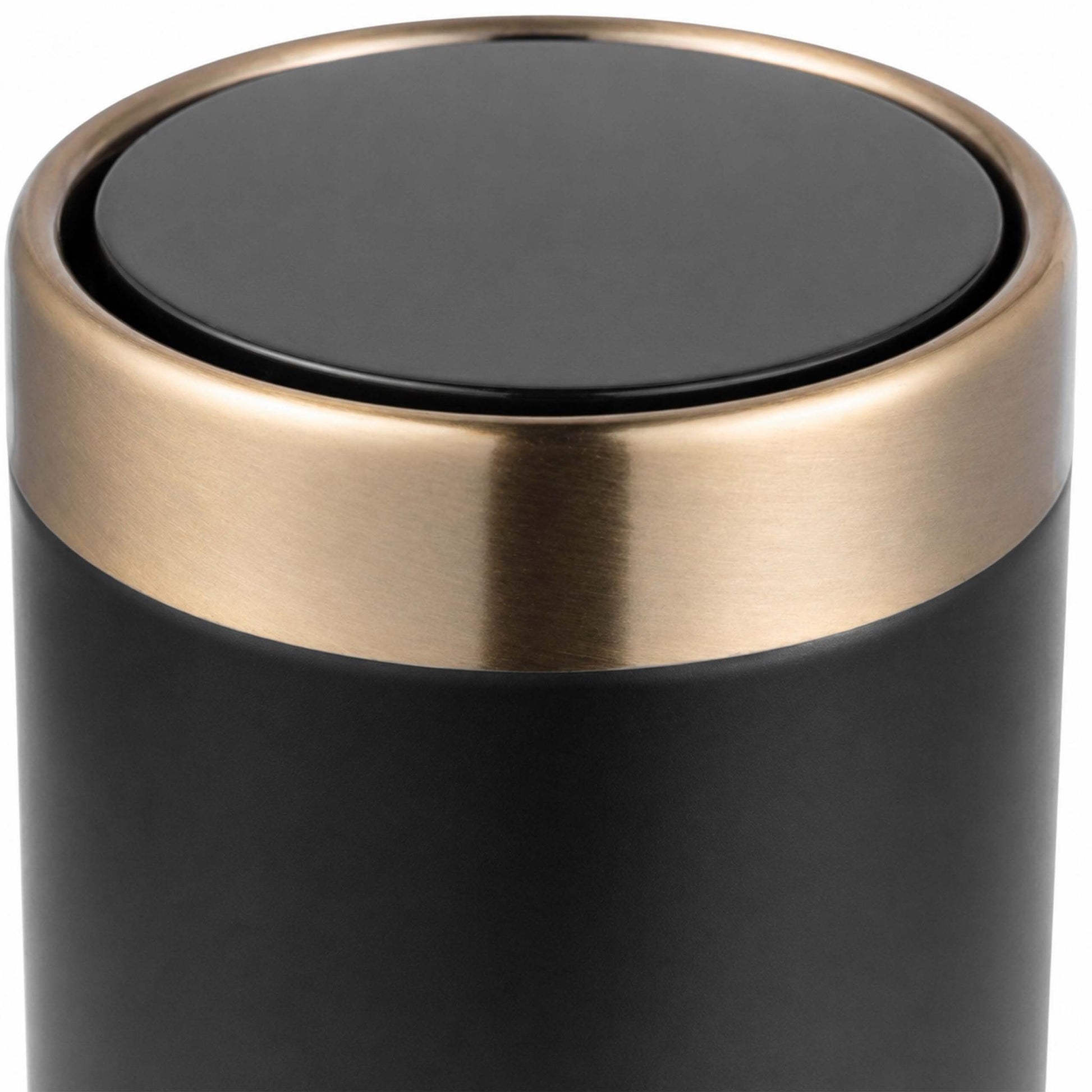 Relaxdays Tischabfalleimer – 1,5 l – Eisen, rund – Gold – Anti-Fingerprint