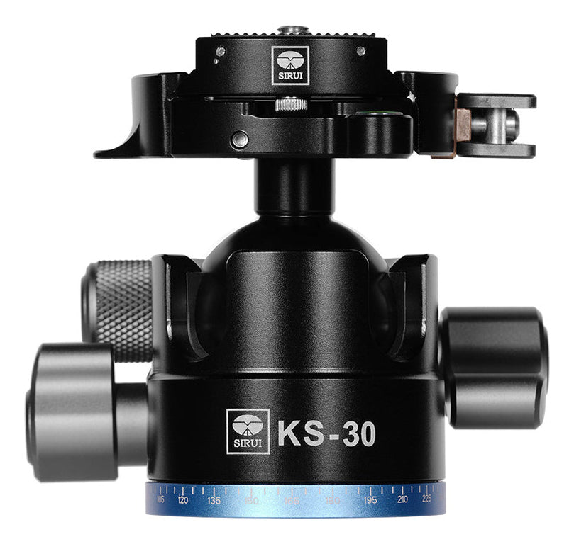 Sirui KS-30 Kugelkopf – Arca Schnellwechselplatte TY-55KS, 360° Pan, 20 kg Traglast, Aluminium, Schwarz