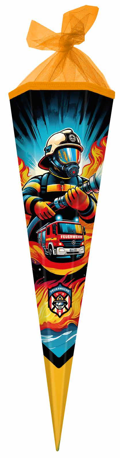 Goldbuch Schultüte ohne Inhalt – Feuerwache – 70 cm, rund, Karton, Orange, Klebeband, 1er-Pack