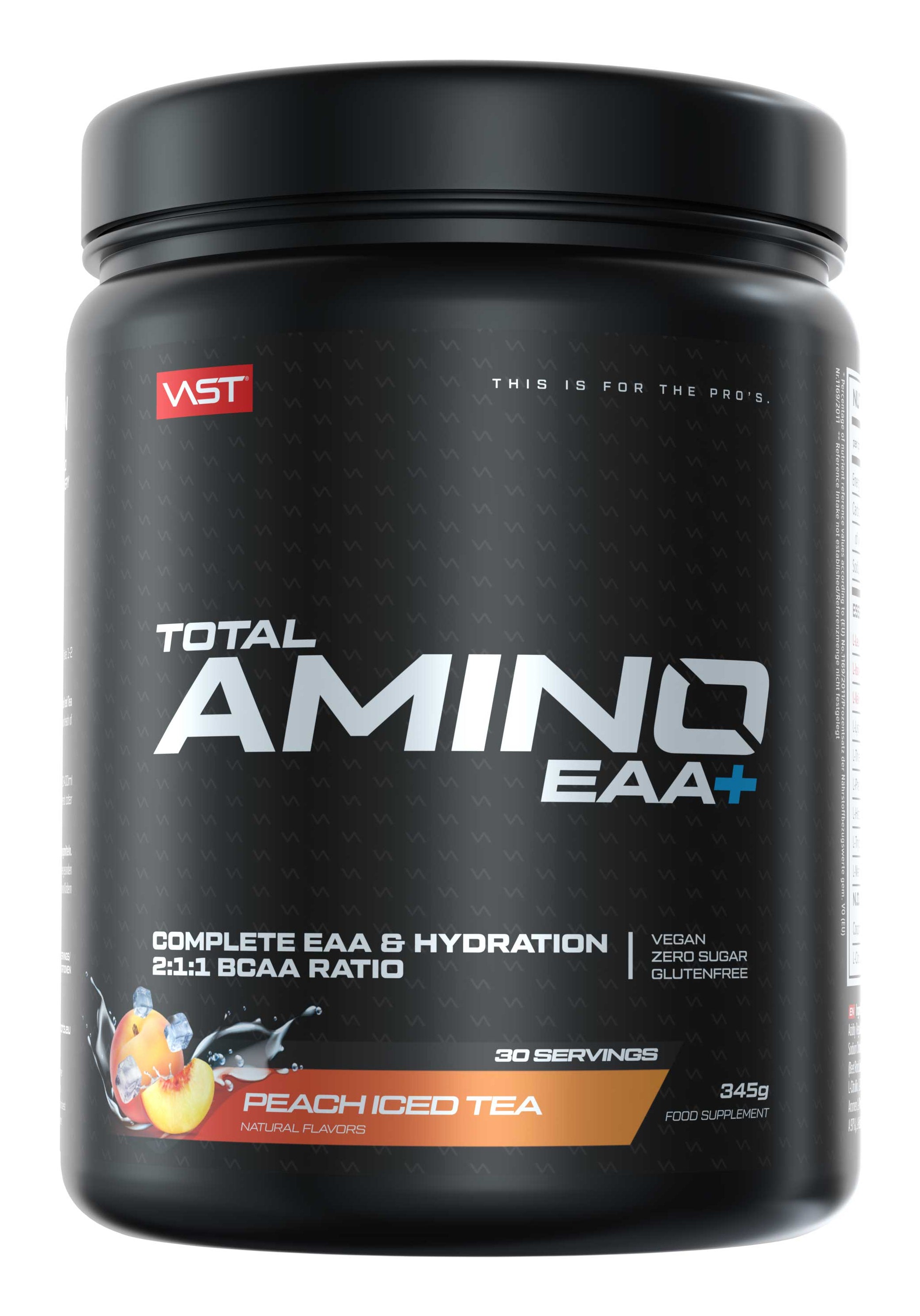 VAST Sports Aminosäure-Pulver Pfirsich Ice Tea – glutenfrei, vegan – 381 g