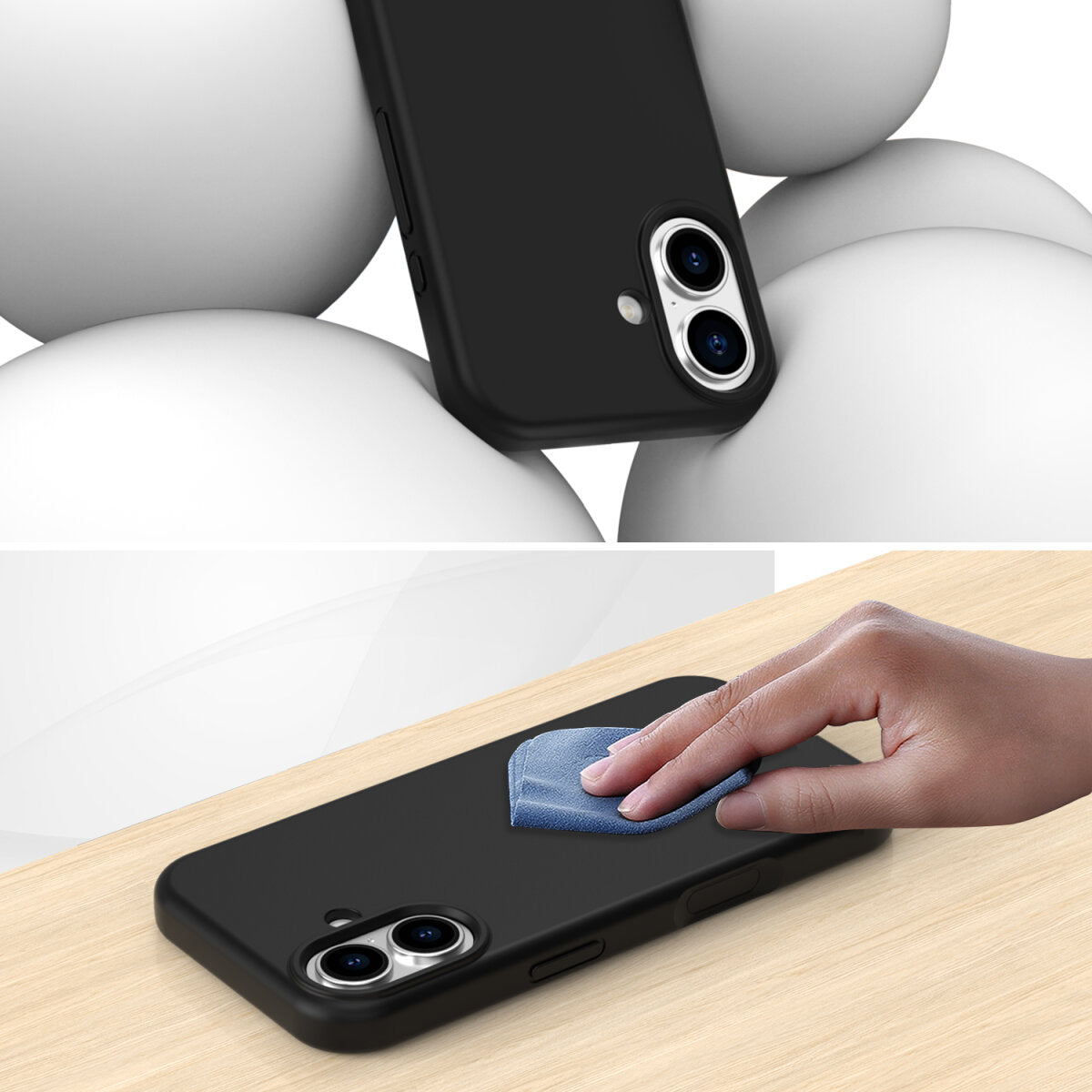 4smarts Cupertino Backcover – für Apple iPhone 17 – MagSafe, Silikon+Mikrofaser, Schwarz