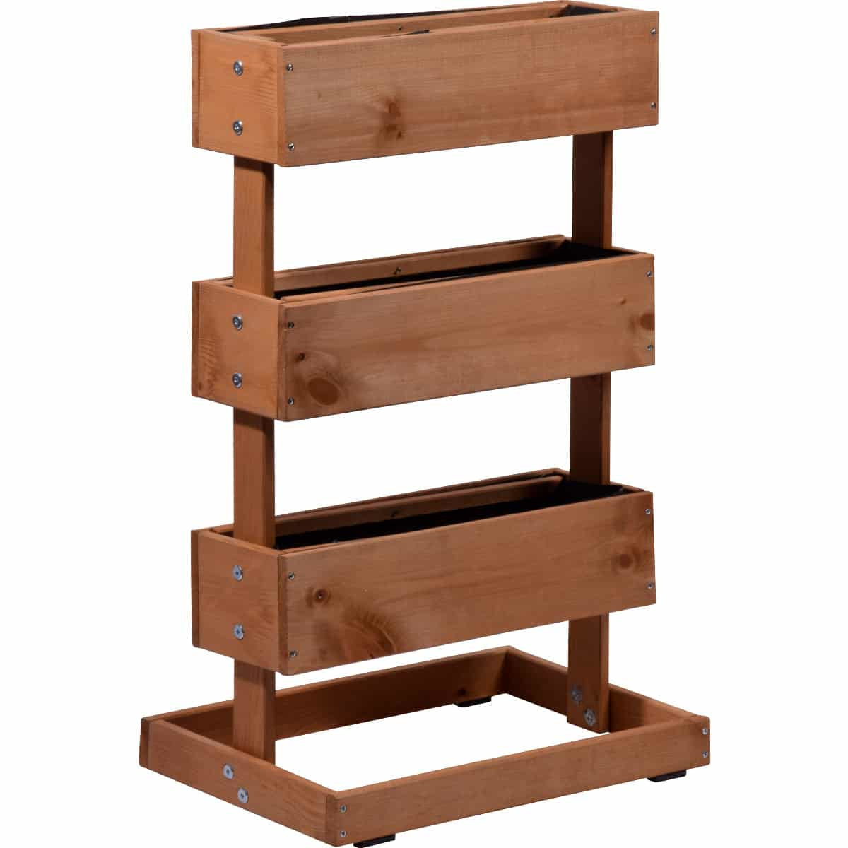 Dobar Pflanzbeet – 49,5 × 78 × 30 cm – Kiefernholz & Kunststoff, Braun, 3 Sektionen