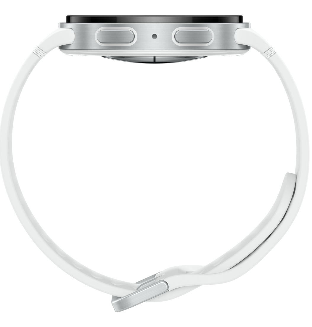 Samsung 44 mm GPS – Aluminium Silber, Sportarmband, Weiss, M/L, 50 m, für Android