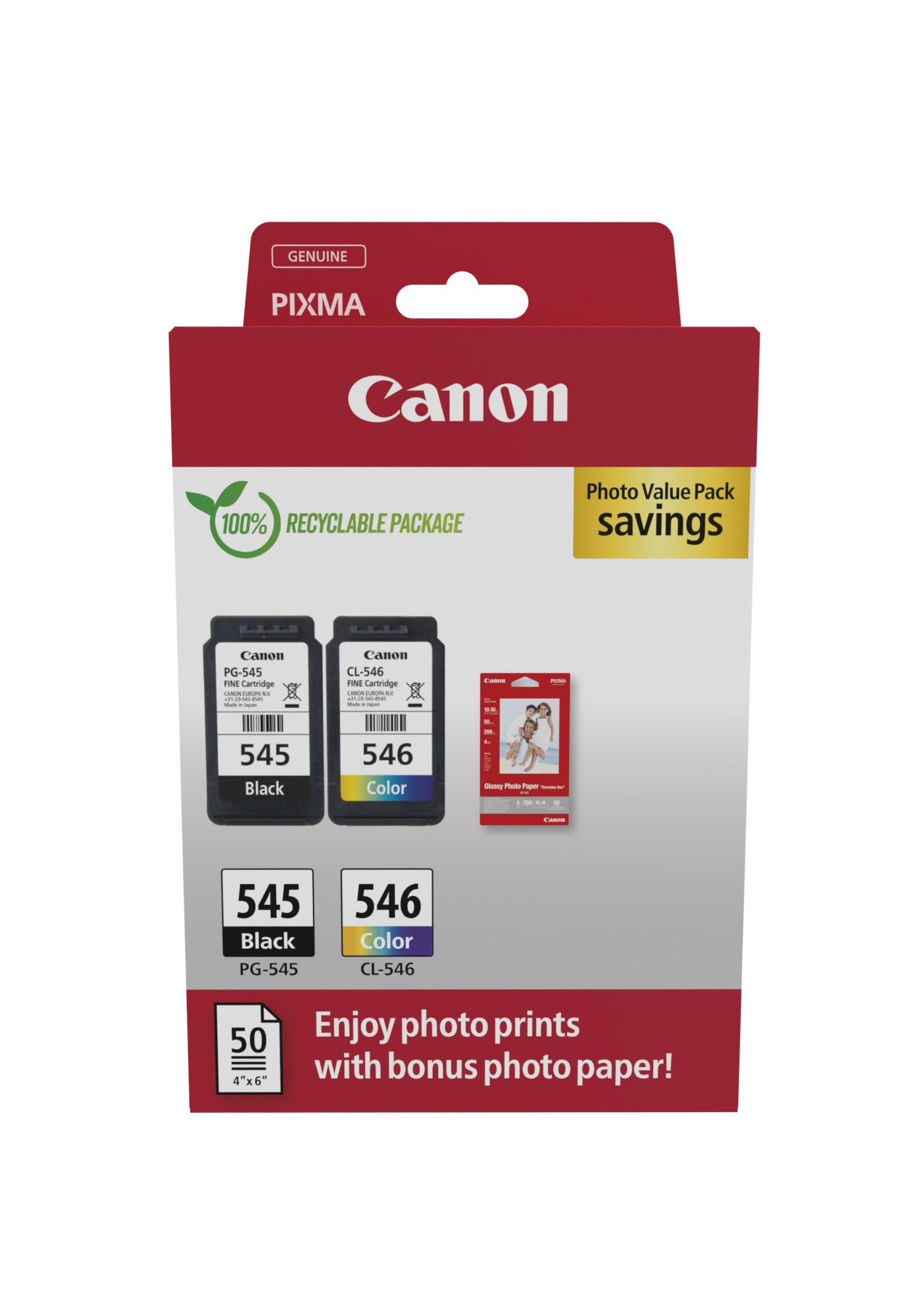 Canon PG-545/CL-546 Tintenpatronen-Multipack, 2er-Set (Original) – für iP2850, MG2450/2550, TS3150/305 …