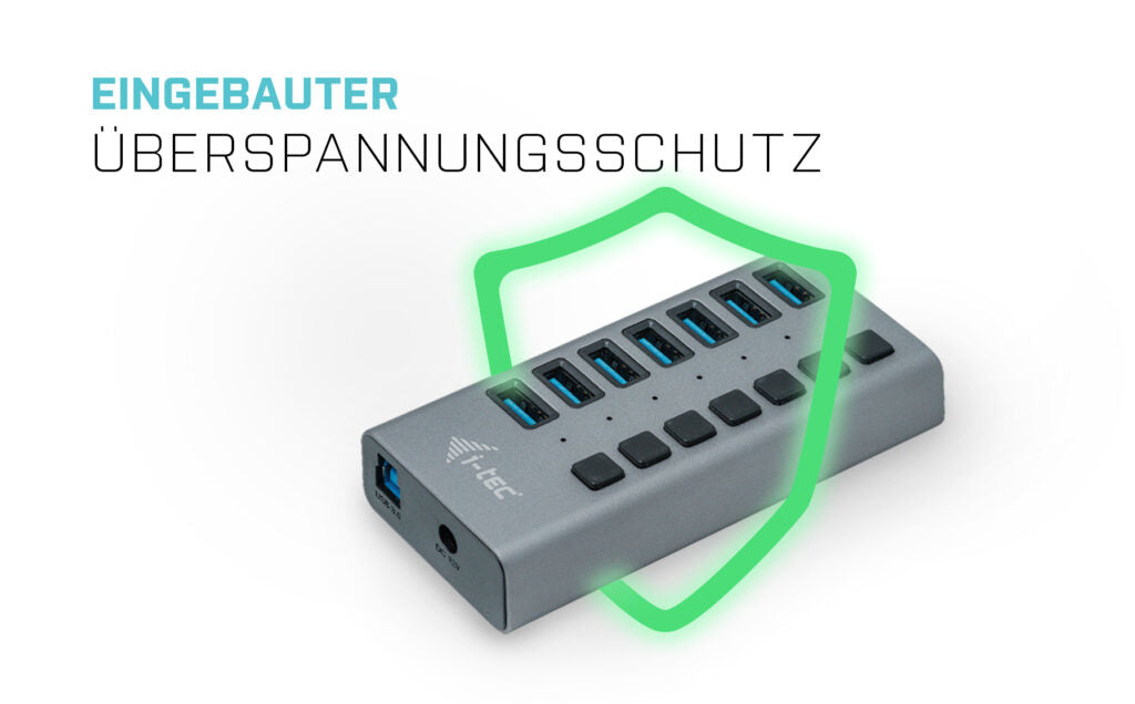 i-tec Ladegerät – 36 W, 7× USB-A, mit externem Netzteil – für Tablets, Notebooks, Ultrabooks und mehr