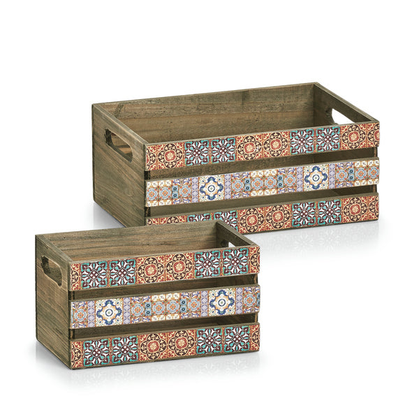 Zeller Present Aufbewahrungsbox – Holz (Tanne) – Mehrfarbig – mit Griff – 320 × 135 × 220 mm