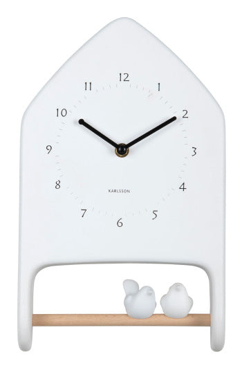 Karlsson Love Birds Wanduhr – Analog, 20 × 32 × 7,1 cm, weiss, Kunststoff