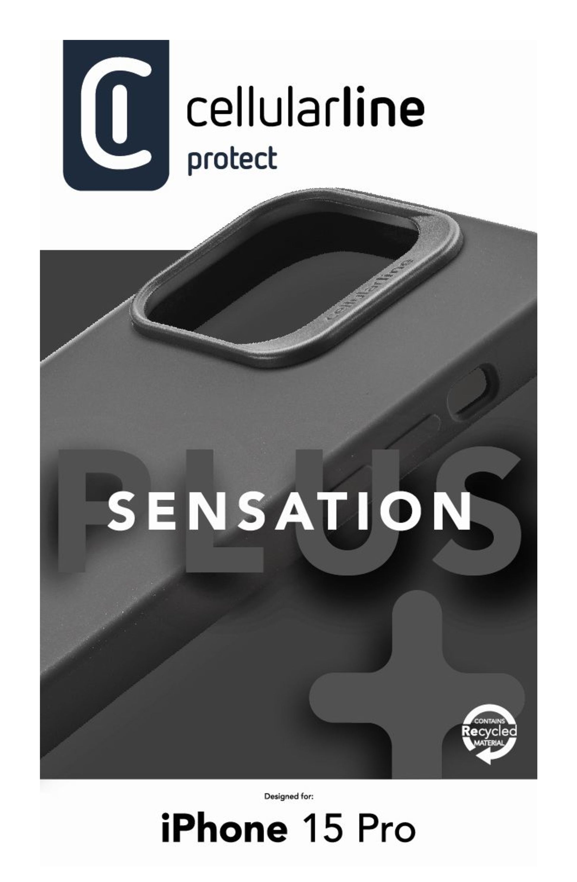 Cellularline Sensation+ Backcover – für Apple iPhone 15 Pro, Silikon, Schwarz
