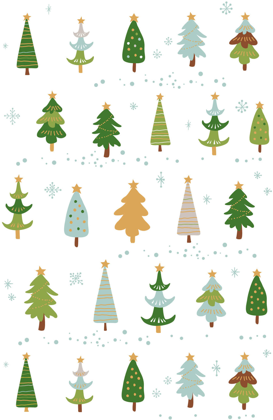 ABC Weihnachtskarten – A6, mit Couvert, kleine Tannenbäume – 5 Stk
